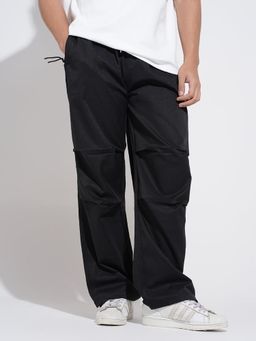 SHOWOFF - Mens Black Relaxed Fit Parachute Trackpant