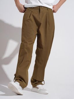 SHOWOFF - Mens Olive Relaxed Fit Trouser