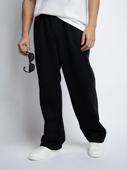 SHOWOFF - Mens Black Straight Fit Trackpant