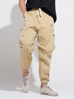 SHOWOFF - Mens Beige Relaxed Fit Joggers