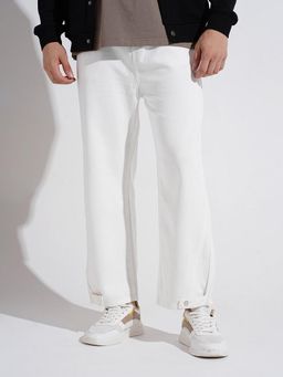 SHOWOFF - Mens Denim White Regular Fit Trackpant