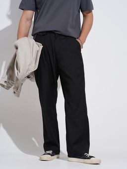 SHOWOFFFF - Mens Black Straight Fit Trouser
