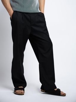 SHOWOFF - Mens Black Straight Fit Trouser