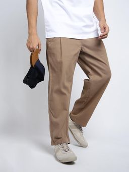 SHOWOFF - Mens Brown Relaxed Fit Trackpant