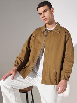 SHOWOFF - Men Edition Solid Khaki Denim Jacket