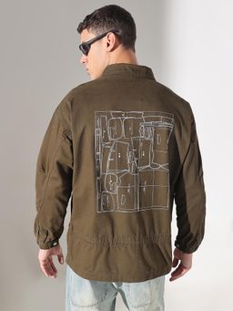 SHOWOFFFF - Men Edition Graphic Print Olive Jacket