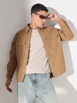 SHOWOFF - Men Edition Khaki Solid Shacket
