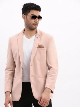 SHOWOFF - Men Peach Single-Breasted Slim Fit Blazer