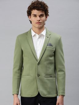 SHOWOFF - Men Olive Single-Breasted Slim Fit Blazer