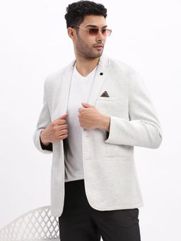 SHOWOFF - Men Light Grey Single-Breasted Slim Fit Blazer