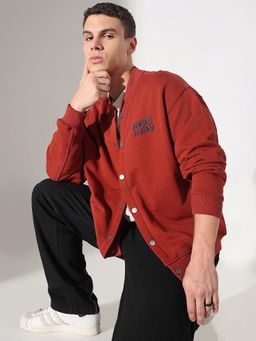 SHOWOFF - Men Edition Typography Rust Full Sleeves Jacket