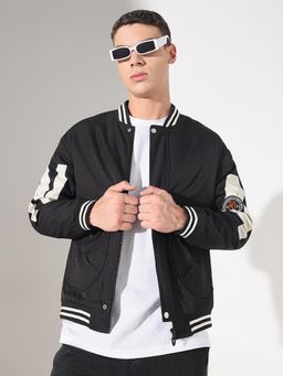 SHOWOFF - Men Edition Typography Black Varsity Jacket