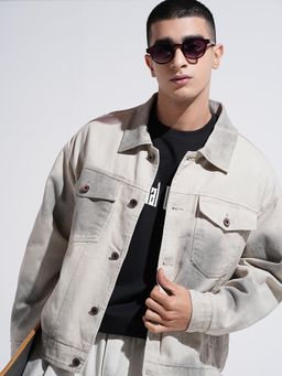 SHOWOFF - Men Edition Tie and Dye Grey Denim Jacket