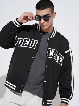 SHOWOFF - Men Edition Typography Black Varsity Jacket