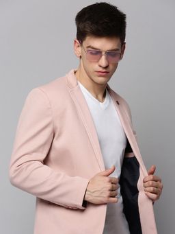 SHOWOFF - Men Pink Single-Breasted Slim Fit Blazer