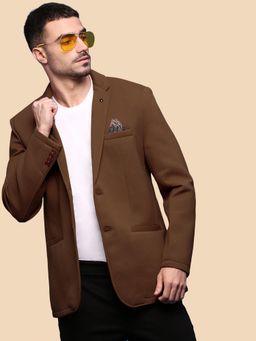 SHOWOFF - Men Brown Single-Breasted Slim Fit Blazer