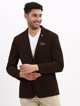 SHOWOFF - Men Coffee Brown Single-Breasted Slim Fit Blazer