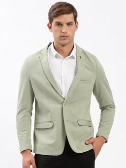 SHOWOFF - Men Light Green Single-Breasted Slim Fit Blazer