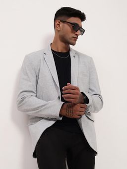 SHOWOFF - Men Grey Single-Breasted Slim Fit Blazer