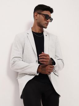 SHOWOFF - Men Light Grey Single-Breasted Slim Fit Blazer
