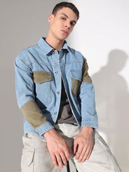 SHOWOFF - Men Edition Solid Blue Denim Oversized Denim Jacket