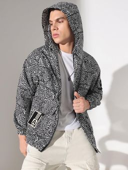 SHOWOFF - Men Edition Abstract Black Hooded Jacket