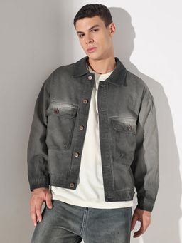 SHOWOFF - Men Edition Solid Grey Denim Jacket