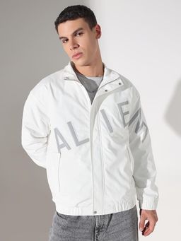 SHOWOFF - Men Edition Typography White Puffer Jacket