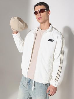 SHOWOFF - Men Edition Solid Off White Bomber Jacket