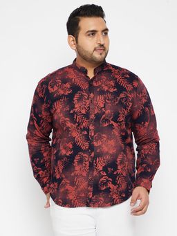 SHOWOFF - Men Navy Blue Cotton Regular Fit Floral Shirt