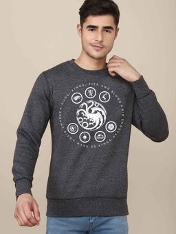 Free Authority - Young Men House of Dragon Printed Dark Grey Sweatshirt