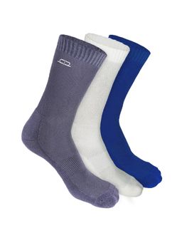 Heelium - Bamboo Crew Socks for Men - 3 Pairs - Blue Dark Grey White - Odour Free