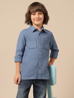U.S. POLO ASSN. - Blue Self Design Shirt
