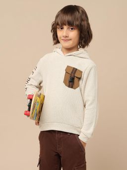 U.S. POLO ASSN. - Beige Self Design Hoodie