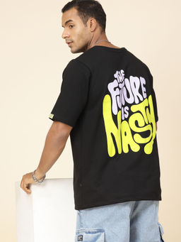 RIGO - Men Black Terry Oversized Printed T-Shirt