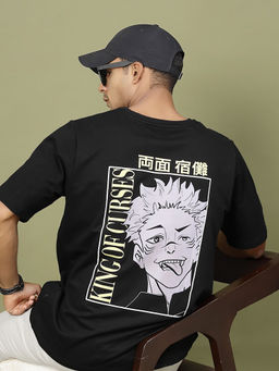 RIGO - Men Black Terry Oversized Printed T-Shirt