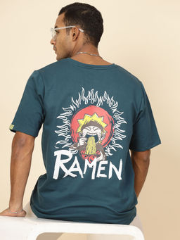 RIGO - Men Teal Terry Oversized Printed T-Shirt