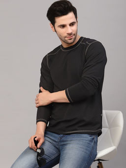 RIGO - Men Black Polycorduroy T-Shirt
