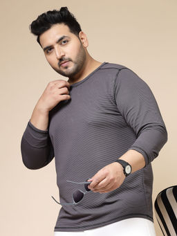 RIGO - Men Charcoal Polycorduroy T-Shirt