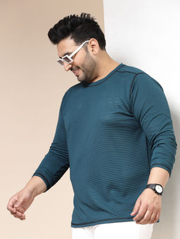 RIGO - Men Teal Polycorduroy T-Shirt