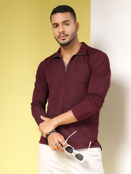 RIGO - Men Wine Polycorduroy T-Shirt