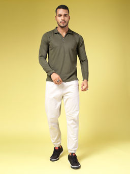 RIGO - Men Army Green Polycorduroy T-Shirt