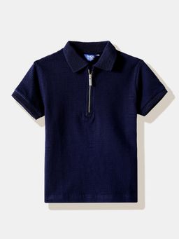 R&B - Boys Solid Navy Blue Polo T-shirt