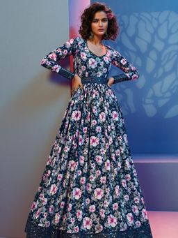 Odette - Blue Semi Stitched Anarkali Long Gown (Set of 2)