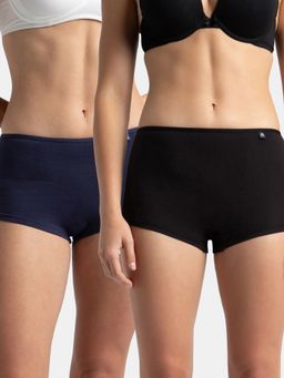 Jockey - SS04 Women Cotton Elastane Boy Leg - Black and Classic Navy (Pack of 2)