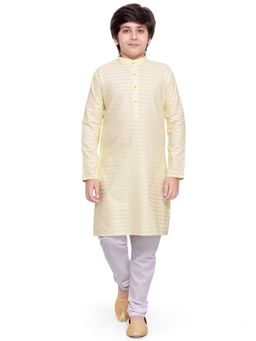 Jeetethnics - Boys Yellow Striped Kurta Pyjama Set (Set of 2)