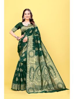 Wedani - Green Banarasi Saree with Unstitched Blouse