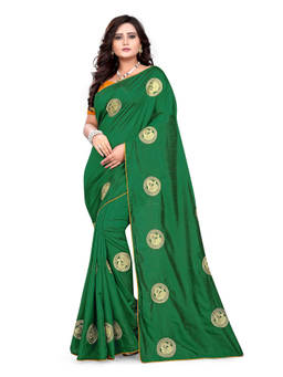 SERONA FABRICS - Green Thread Embroidery Work Saree with Unstitched Blouse