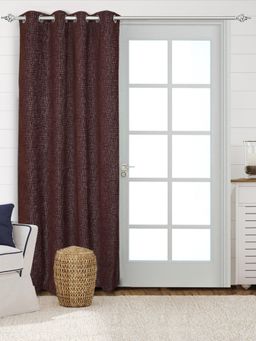 Saral Home - Tic Tac Chenille Blackout Long Door Curtains 1Pc, Brown 4X9 Ft