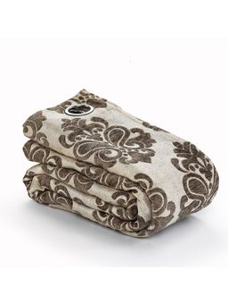 Saral Home - Medallion Chenille Blackout Window Curtains 1Pc,Lt.Brown. 4x5 Ft